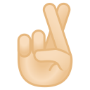 Crossed fingers light skin tone icon