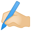 Writing hand light skin tone icon