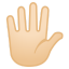 Hand with fingers splayed light skin tone icon