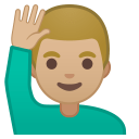 Man raising hand medium light skin tone icon