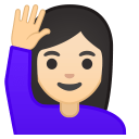 Woman raising hand light skin tone icon