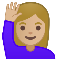 Woman Raising Hand Medium Light Skin Tone Icon Noto Emoji People Expressions Iconset Google