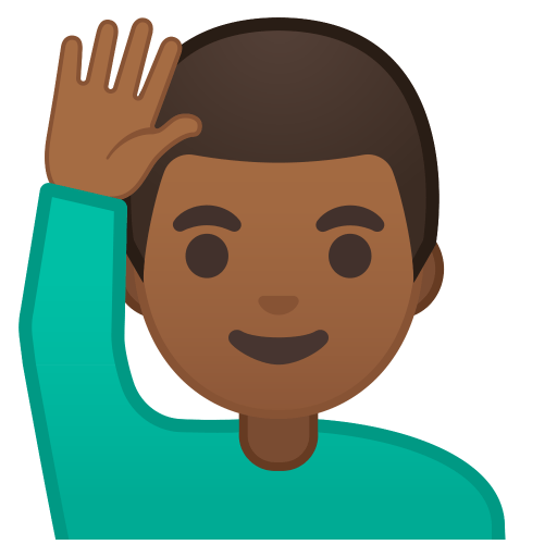 Man raising hand medium dark skin tone icon