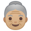 Old woman medium light skin tone icon