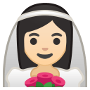 Bride with veil light skin tone icon