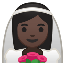 Bride with veil dark skin tone icon