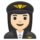 Woman pilot light skin tone icon