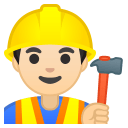 Man construction worker light skin tone icon