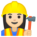 Woman construction worker light skin tone icon