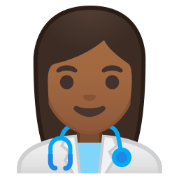 Woman health worker medium dark skin tone icon