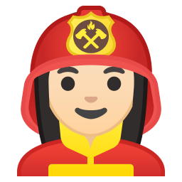 Woman firefighter light skin tone icon