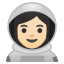 Woman astronaut light skin tone icon