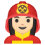 Woman firefighter light skin tone icon