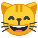 Grinning cat face with smiling eyes icon
