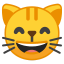 Grinning cat face with smiling eyes icon