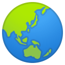 Globe showing Asia Australia icon