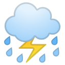 Cloud with lightning and rain icon