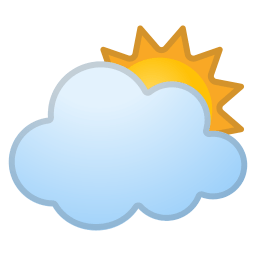 Sun behind large cloud icon
