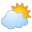 Sun behind cloud icon