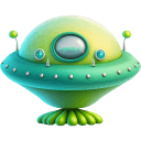 Cute Green 2 UFO icon