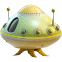 Cute-Green-Yellow-3-UFO icon