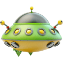 Cute-Green-Yellow-UFO icon
