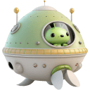 Cute-Green-Yellow-With-Alien-UFO icon