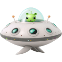 Cute-White-With-Alien-1-UFO icon