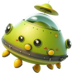 Cute Green Yellow 2 UFO icon
