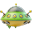 Cute Green Yellow UFO icon