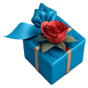 Blue-With-Red-Rose-Gift icon
