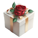 White-With-Red-Rose-Gift icon