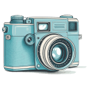 Handdrawn 3D Blue Camera icon