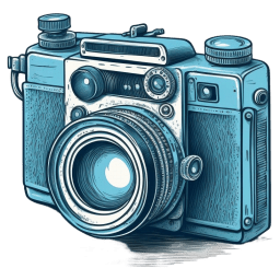 Handdrawn 3D Left Blue Camera icon
