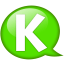 Speech balloon green k icon
