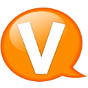 Speech balloon orange v icon
