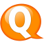 Speech balloon orange q icon