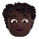 Person Curly Hair 3d Dark icon