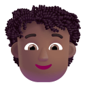 Person Curly Hair 3d Medium Dark icon