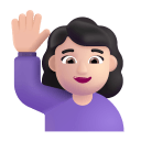 Woman Raising Hand 3d Light icon