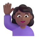 Woman Raising Hand 3d Medium Dark icon