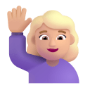 Woman Raising Hand 3d Medium Light icon