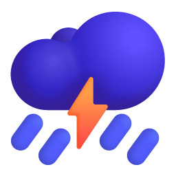 Cloud With Lightning And Rain 3d icon