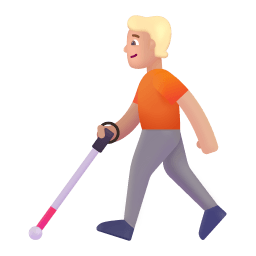 Person With White Cane 3d Medium Light icon