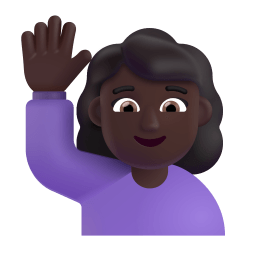 Woman Raising Hand 3d Dark icon