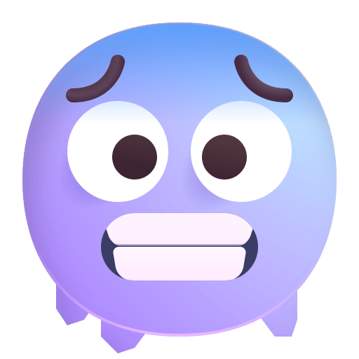 3D fearful face PNG, SVG