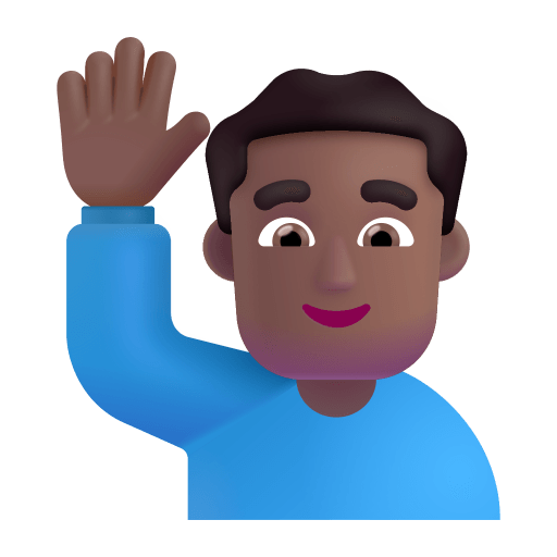 Man Raising Hand 3d Medium Dark icon