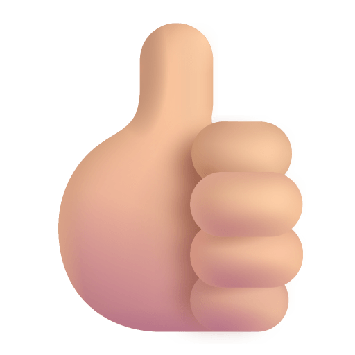 Thumbs-Up-3d-Medium-Light icon