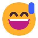 Grinning-Face-With-Sweat-Flat icon