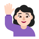 Woman Raising Hand Flat Light icon